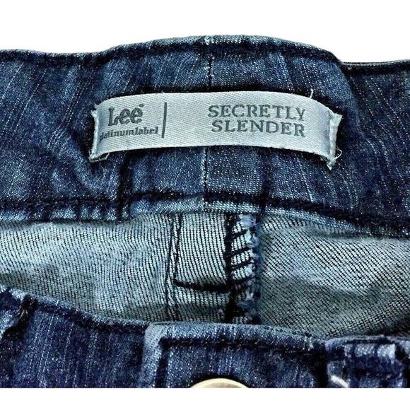 Lee Secretly Slender Jeans Womens Size 4 Petite Platinum Label  Dark Wash Denim - Picture 3 of 9
